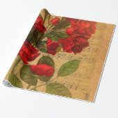 ビクトリアンな音楽シートの水彩画のばら色の壁紙 ラッピングペーパー (アンロールド)