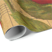 ビクトリアンな音楽シートの水彩画のばら色の壁紙 ラッピングペーパー (ロールコーナー)