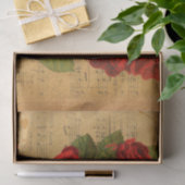 ビクトリアンな音楽シートの水彩画のばら色の壁紙 薄葉紙 (ギフト)