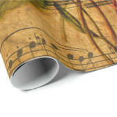 ビクトリアンな音楽シートの水彩画の花の壁紙 ラッピングペーパー (ロールコーナー)