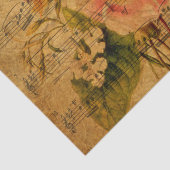 ビクトリアンな音楽シートの水彩画の花の壁紙 薄葉紙 (詳細)