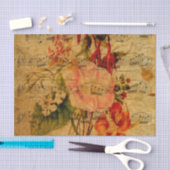 ビクトリアンな音楽シートの水彩画の花の壁紙 薄葉紙 (クラフト)