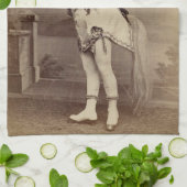 ビクトリアンな馬の衣裳の銀板写真か写真 キッチンタオル (折り畳み)