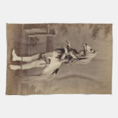 ビクトリアンな馬の衣裳の銀板写真か写真 キッチンタオル (横)