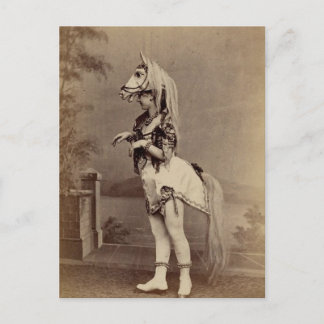 ビクトリアンな馬の衣裳の銀板写真か写真 ポストカード