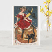 ビクトリアンな魔法使いの綴りのハロウィンの挨拶状 カード (黄色い花)