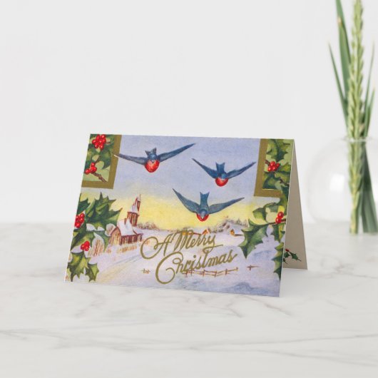 ビクトリアンな鳥のクリスマスカード シーズンカード (正面)