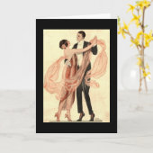 ビクトリアンなEdwardianのカップルの踊り カード (黄色い花)