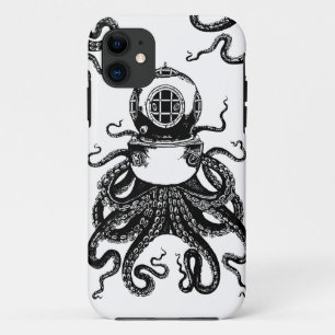 ビクトリアンなSteampunkのタコのKrakenのダイビングのヘルメット! iPhone 11 ケース