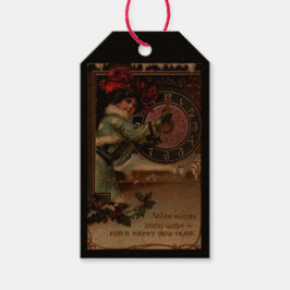 ビクトリアンなVintage女性明けましておめでとうのギフトのラベル ギフトタグ