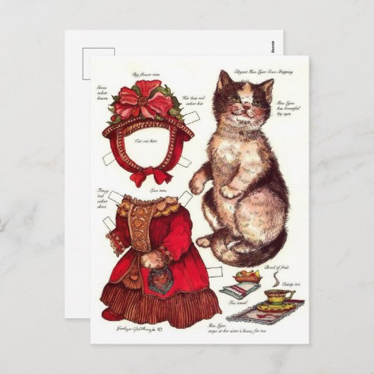 ビクトリアンねこペーパードール ヴィンテージ クリスマス (正面/裏面)