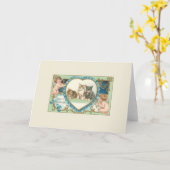 ビクトリアンねこ＆天使の葉書 カード (黄色い花)