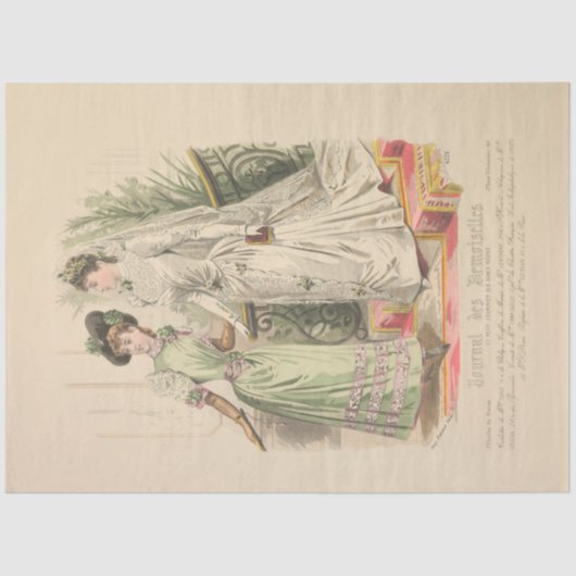 ビクトリアンの結婚ヴィンテージフランスのファッション 薄葉紙 (正面)