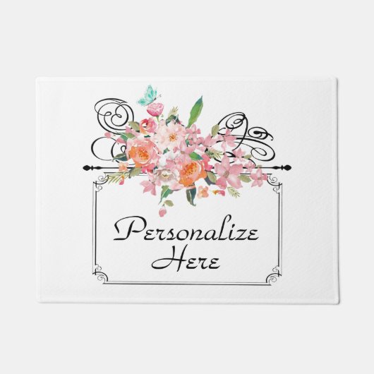 ビクトリアンぶら下がったフローラ結婚徴候 ドアマット (正面)