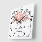 ビクトリアンぶら下がった結婚線 スクエア壁時計 (傾斜)