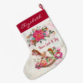 ビクトリアンアンティークロッキングホース&ポインセチア ラージクリスマスストッキング (裏面 (吊り時))