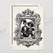 ビクトリアンアンティーク枠ゴシック結婚式招待状 招待状 (正面/裏面)