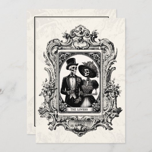 ビクトリアンアンティーク枠ゴシック結婚式招待状 招待状 (正面/裏面)