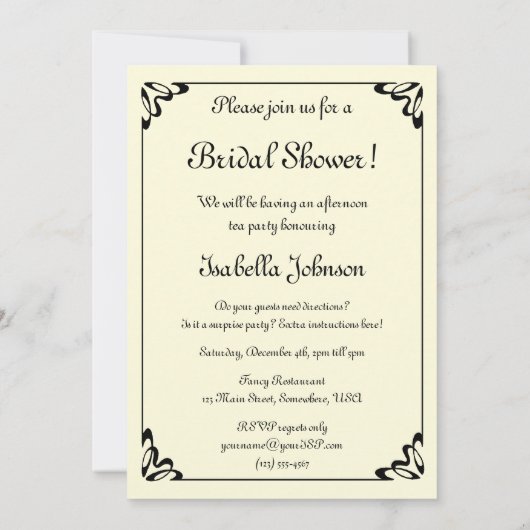 ビクトリアンアート ブライダルシャワー, キス 招待状 (裏面)