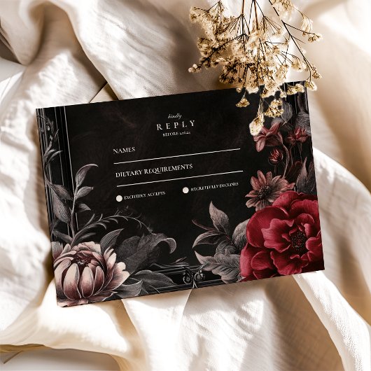 ビクトリアンアールヌーボー結婚フローラ 出欠カード