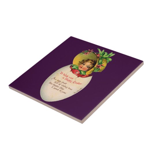 ビクトリアンイースター ヴィンテージガール with ボネットインエッグ タイル (側面)