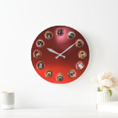 ビクトリアンエナメル / ミニチュア犬の肖像画, 赤 ラージ壁時計 (ホーム)