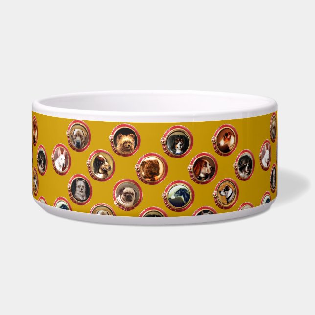 ビクトリアンエナメル / ミニチュア犬の肖像画 黄 ボウル (右)