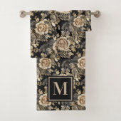 ビクトリアンエレガントバラブラックモノグラム バスタオルセット (インサイチュ)