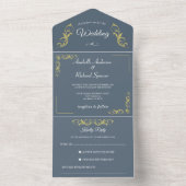 ビクトリアンエレガント結婚の オールインワン招待状 (内側)