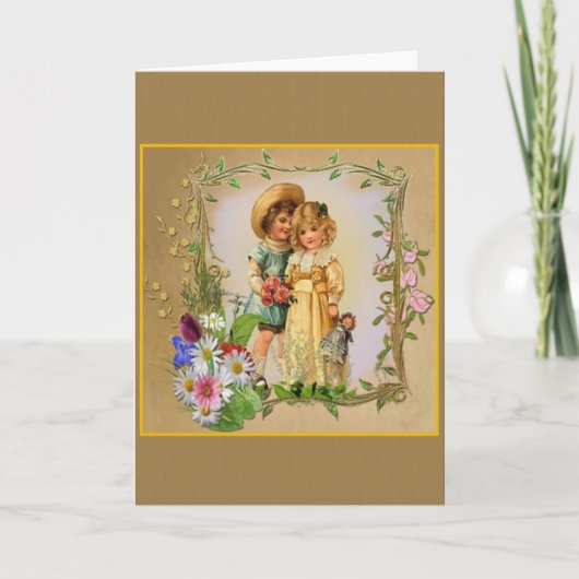 ビクトリアンエンゲージメントカードまたはウェディングカード 案内状 (正面)