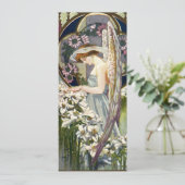 ビクトリアンエンジェルとヴィンテージのイースターリリーの花 招待状 (スタンド正面)