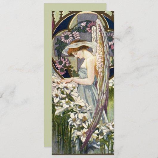 ビクトリアンエンジェルとヴィンテージのイースターリリーの花 招待状