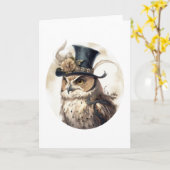 ビクトリアンオウル貴族ポートレートダークハット花 カード (黄色い花)