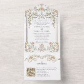 ビクトリアンオーナメントグレース フラワーの結婚式QRコード オールインワン招待状 (内側)