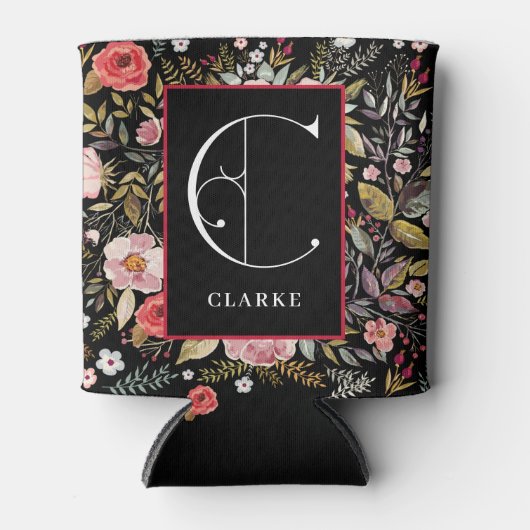ビクトリアンガーデン、モノグラムCパーソナライズされた、 缶クーラー (正面)