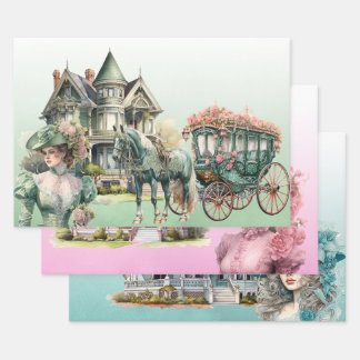 ビクトリアンギフト用ラップセット3 ラッピングペーパーシート