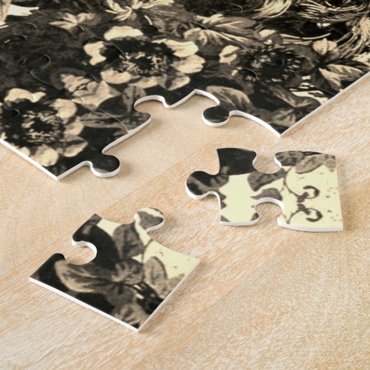 ビクトリアンクジャクフローラトイルエレガント模様 ジグソーパズル (側面)