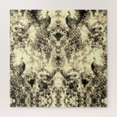 ビクトリアンクジャクフローラトイルエレガント模様 ジグソーパズル (縦)