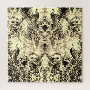 ビクトリアンクジャクフローラトイルエレガント模様 ジグソーパズル