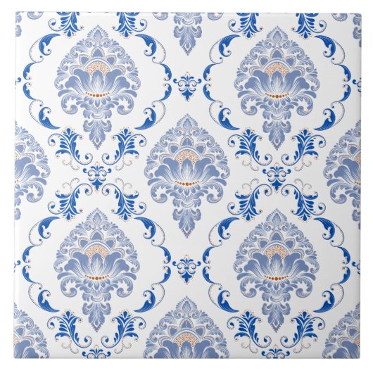 ビクトリアンクラシック飾インテリア青白 タイル (正面)