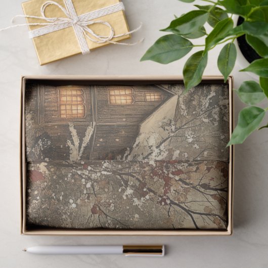 ビクトリアンクリスマスの風景の切り離しプリント 薄葉紙 (ギフト)