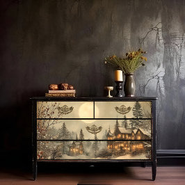 ビクトリアンクリスマスの風景の切り離しプリント 薄葉紙