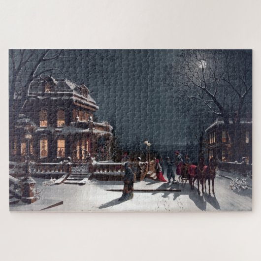 ビクトリアンクリスマスイブパーティー冬季馬車 ジグソーパズル (横)