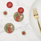 ビクトリアンクリスマスエンジェルリトルツリーレッドスターズ コンフェッティ (グループ)