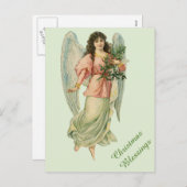 ビクトリアンクリスマスエンジェルヴィンテージ恵み シーズンポストカード (正面/裏面)