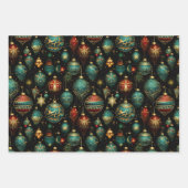 ビクトリアンクリスマスオーナメントと金ゴールドアクセント ラッピングペーパーシート (正面)