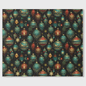 ビクトリアンクリスマスオーナメントと金ゴールドアクセント ラッピングペーパー (フラット)