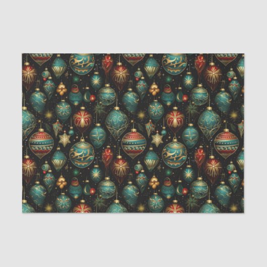 ビクトリアンクリスマスオーナメントと金ゴールドアクセント 薄葉紙 (正面)