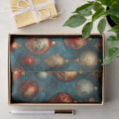 ビクトリアンクリスマスオーナメントオンエレガントブルー 薄葉紙 (ギフト)