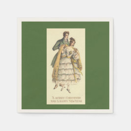 ビクトリアンクリスマスカップルヴィンテージホリデーナプキンズ スタンダードカクテルナプキン
